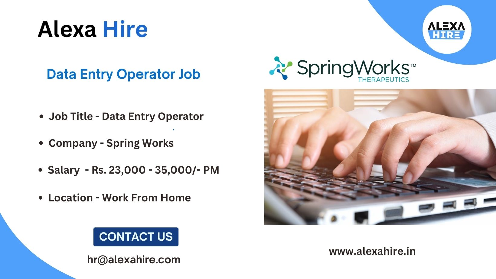 Data Entry Operator Job Role at Spring Works Apply Now