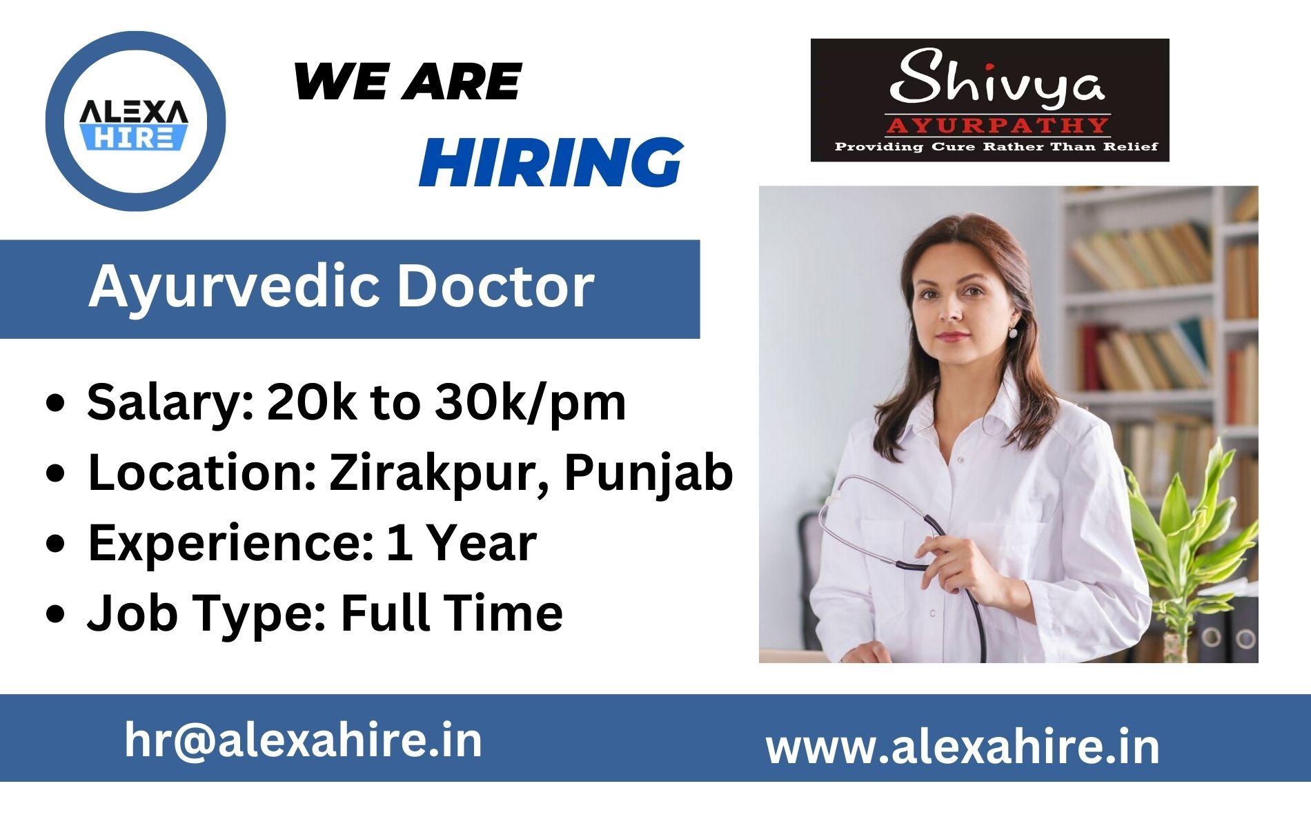 Ayurvedic Doctor Jobs in Zirakpur Great Opportunity 2024