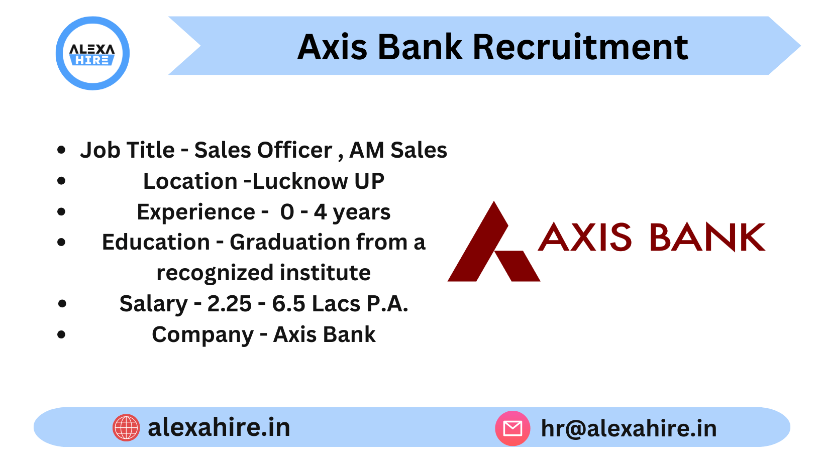 Axis Bank Recruitment for Sales Officer