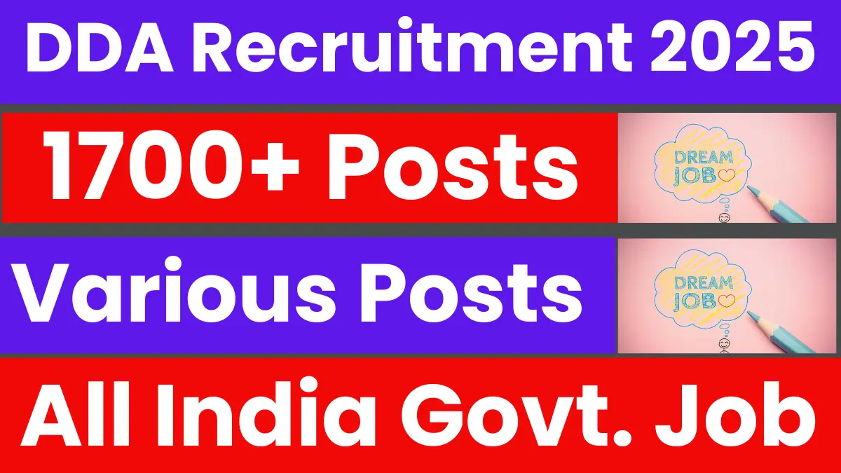DDA Various Post Recruitment 2025 Vacancy