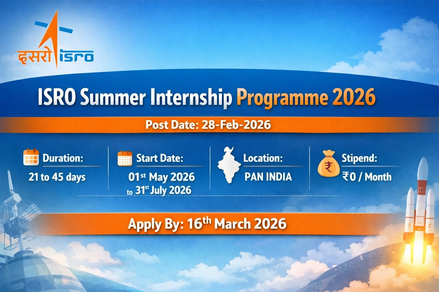 ISRO Summer Internship Programme 2026