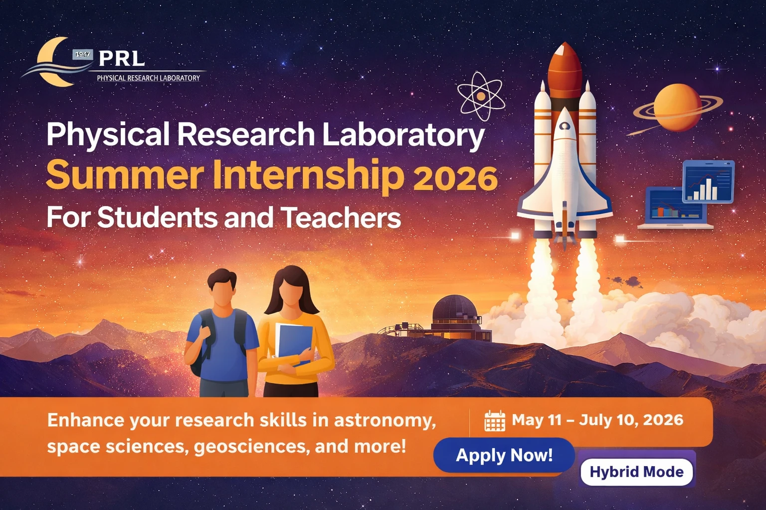 Physical Research Laboratory Summar Internship 2026 | For Student and Teachers