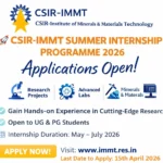CSIR IMMT Summer Internship Program for 2026