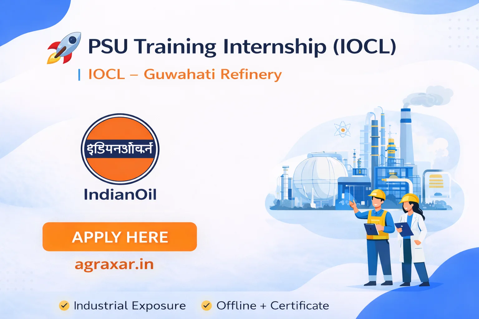 IOCL PSU Training Internship 2026 | exposure in a PSU environment