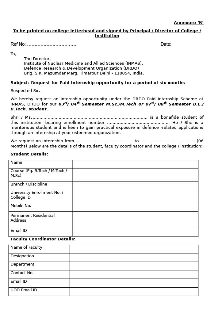 DRDO INMAS Summer Internship 2026