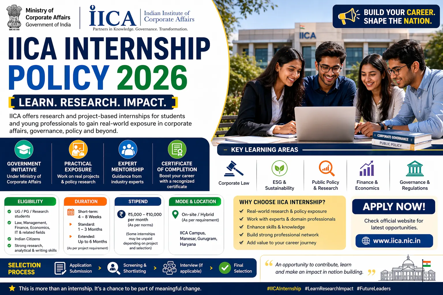 IICA Internship Policy 2026 | Complete Guidelines, Eligibility & Benefits