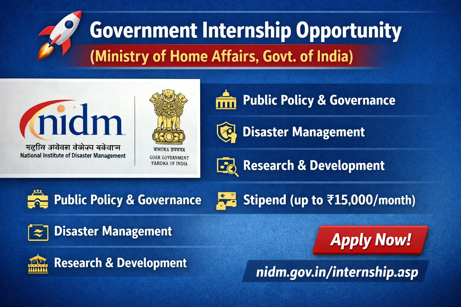 NIDM Government Internship Program 2026: Eligibility, Duration, How to Apply