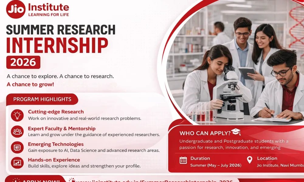 Jio Institute Summer Research Internship 2026