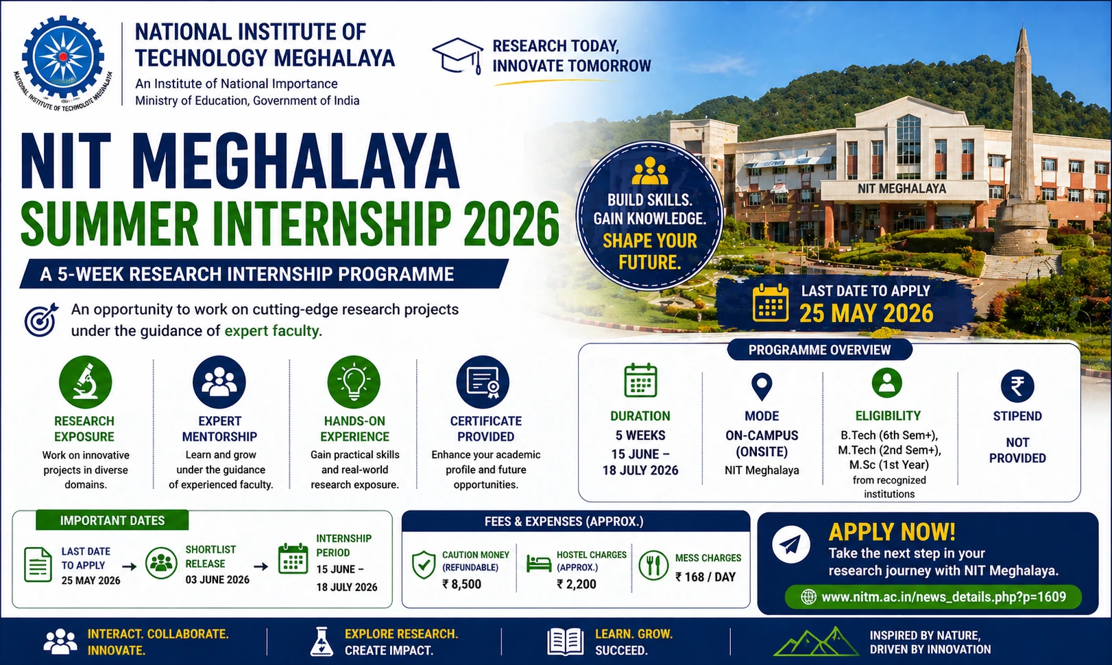 NIT Meghalaya Summer Internship 2026 – Research Internship for Students