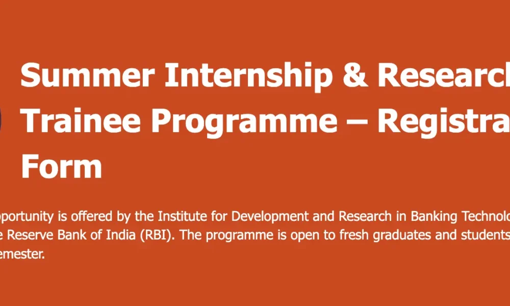 IDRBT Summer Internship Programme 2026