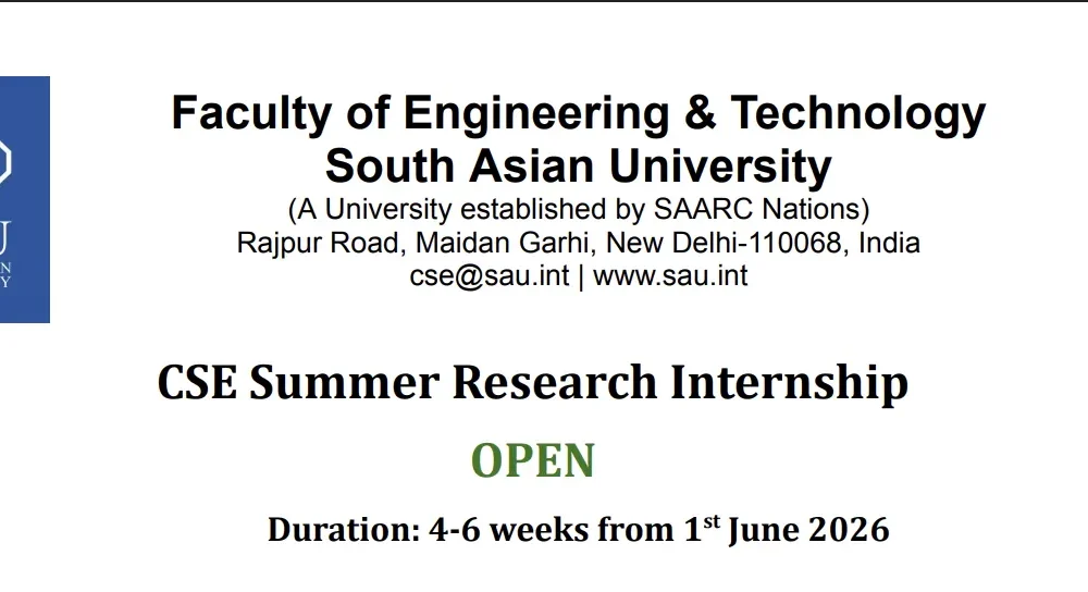 CSE Summer Research Internship 2026