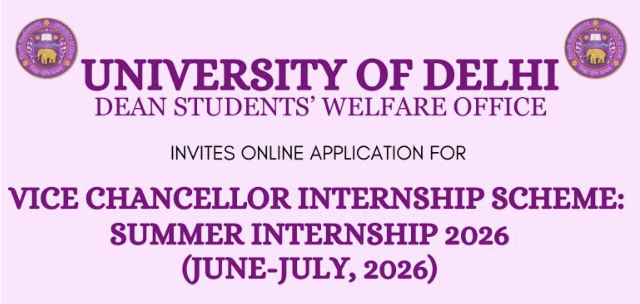 DU Vice Chancellor Summer Internship 2026