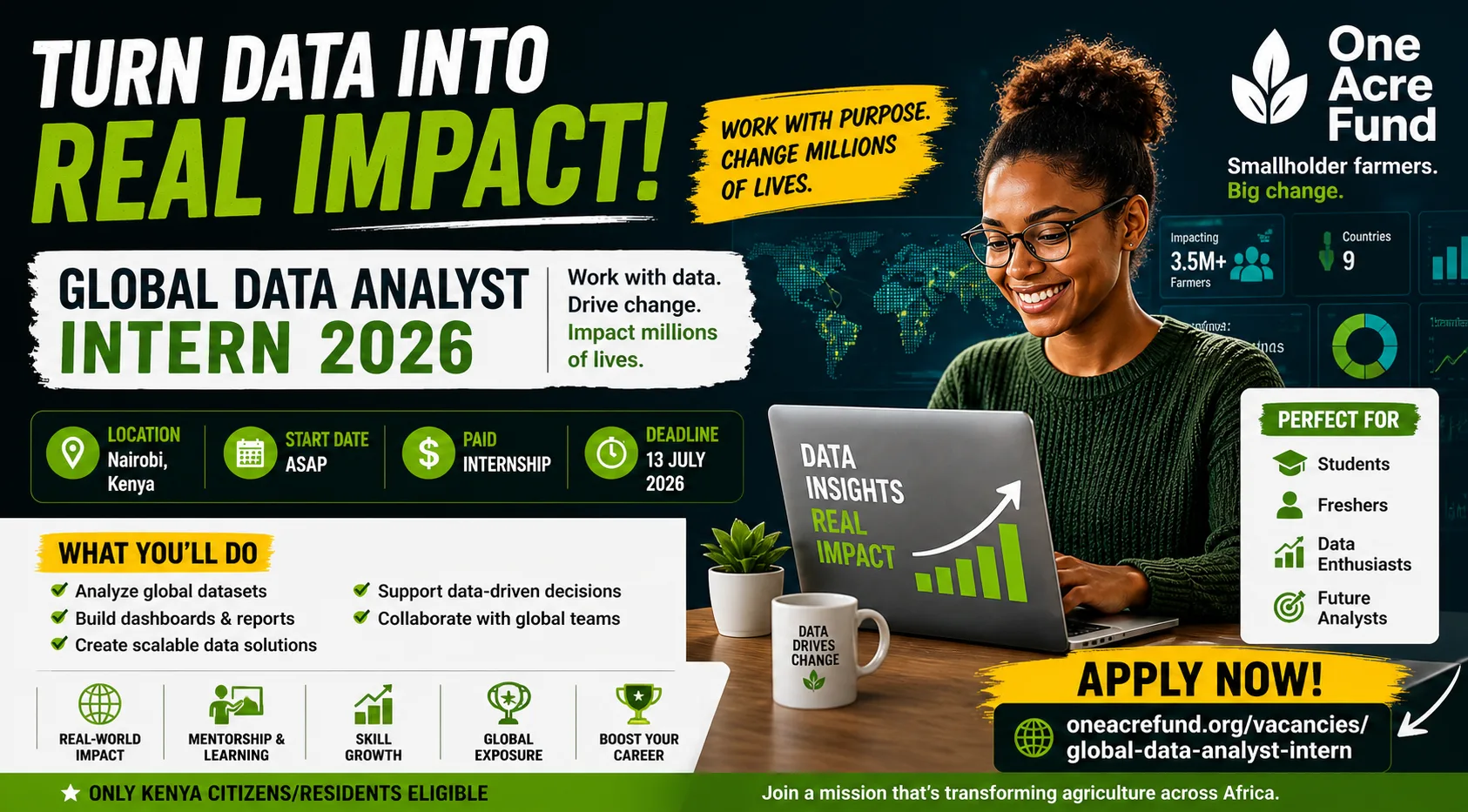 Global Data Analyst Intern 2026 | One Acre Fund Internship (Paid)
