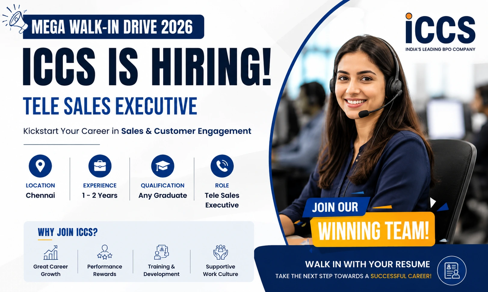 ICCS Walk-In Drive 2026 | Tele Sales Executive Jobs
