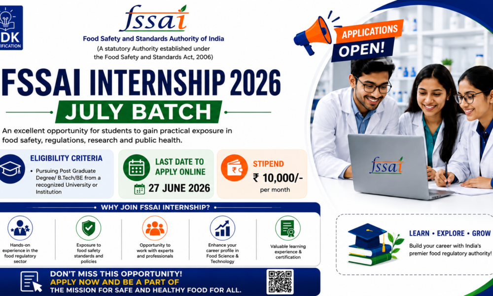 FSSAI Paid Internship 2026 opportunity