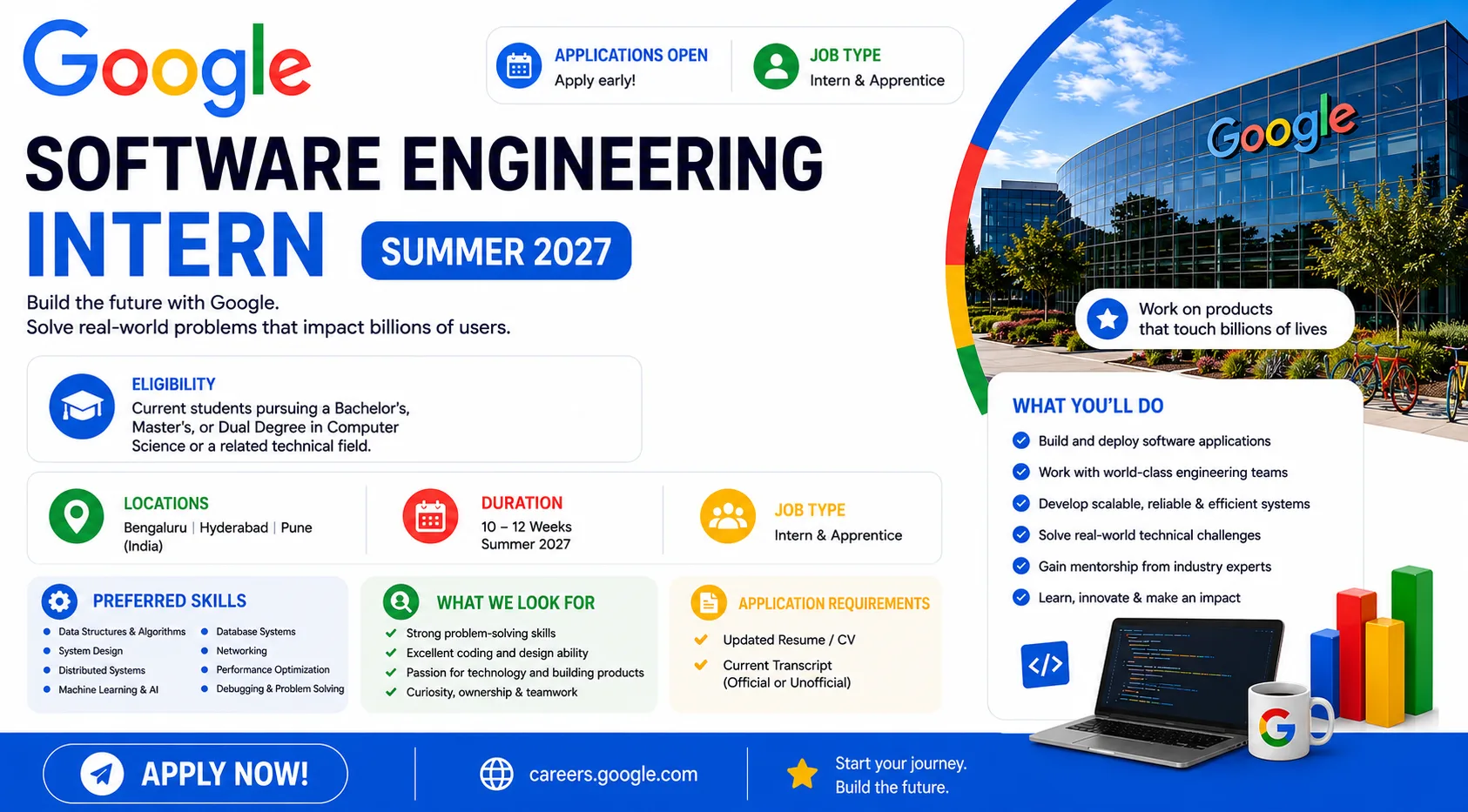 Google Summer Internship 2027 | Google Software Engineering Intern