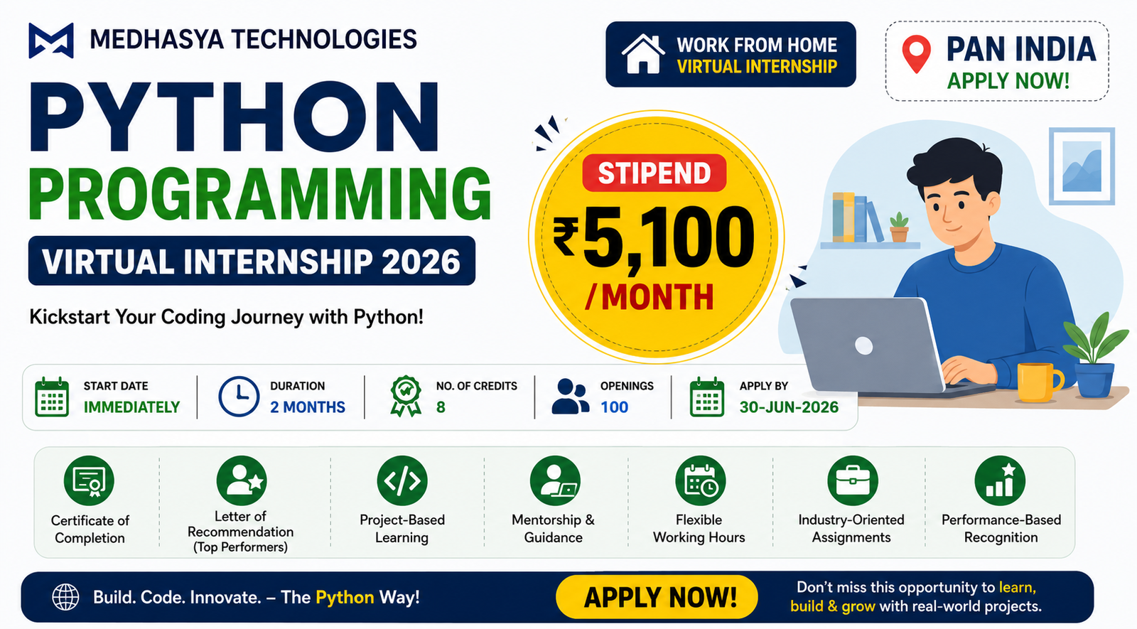Python Programming paid virtual internship 2026|₹5100 /month