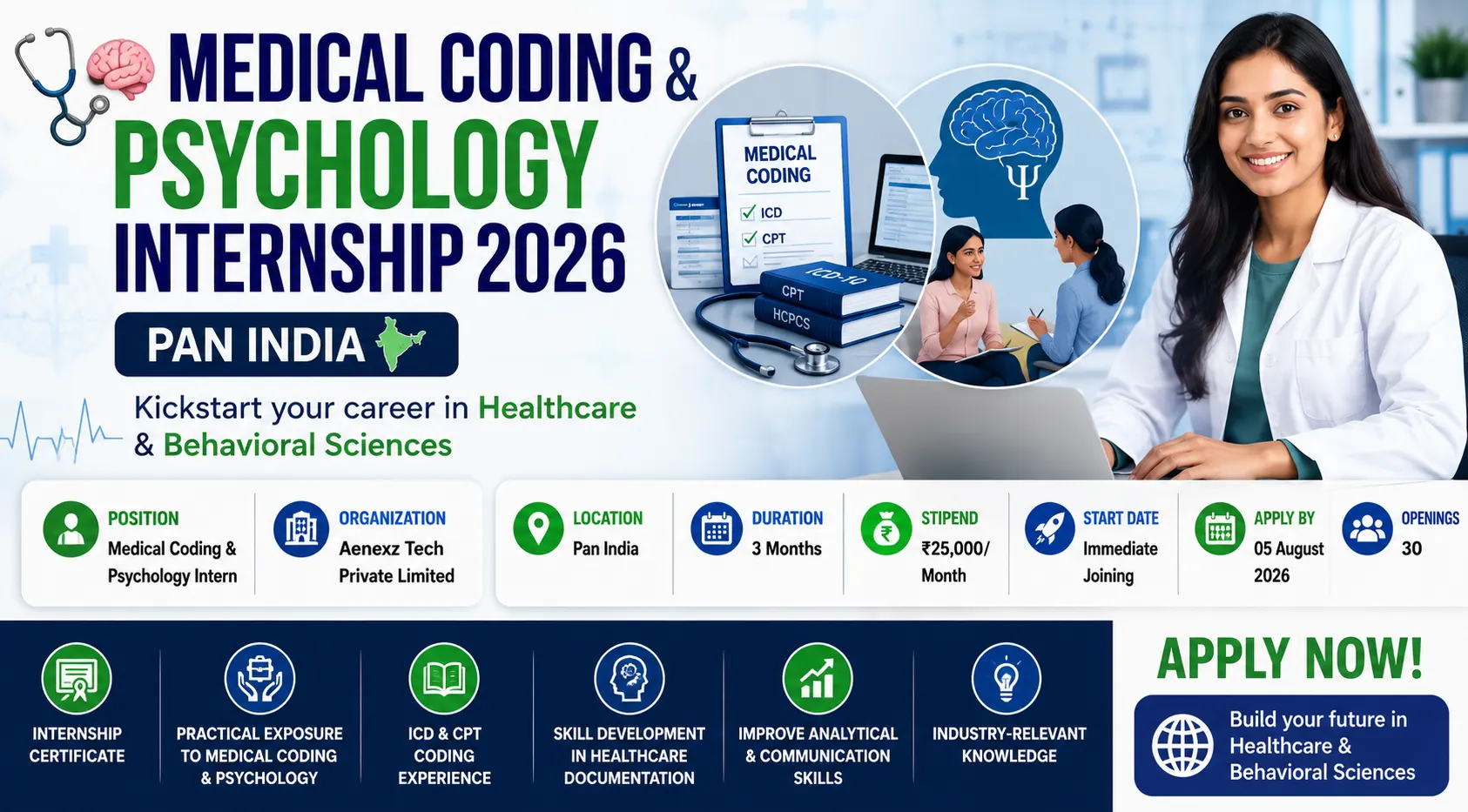 Medical Coding and Psychology Internship 2026 | ₹25,000 Stipend | Apply Online