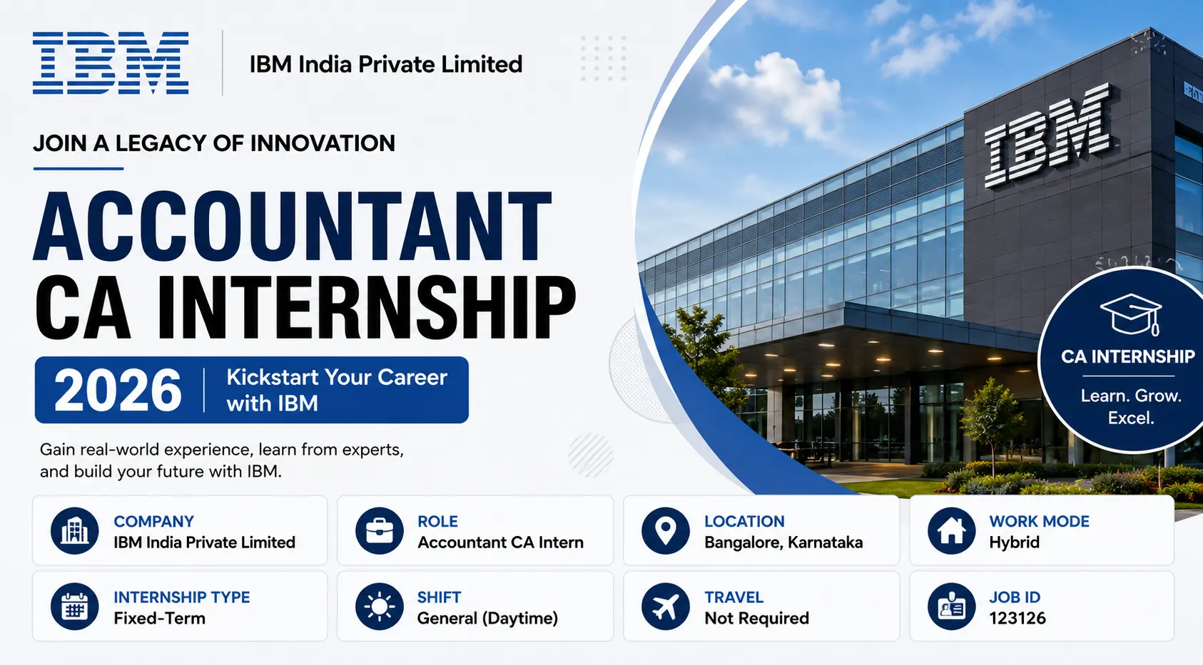ibm Accountant CA Internship 2026 | work from Home – Hybrid | Apply Now
