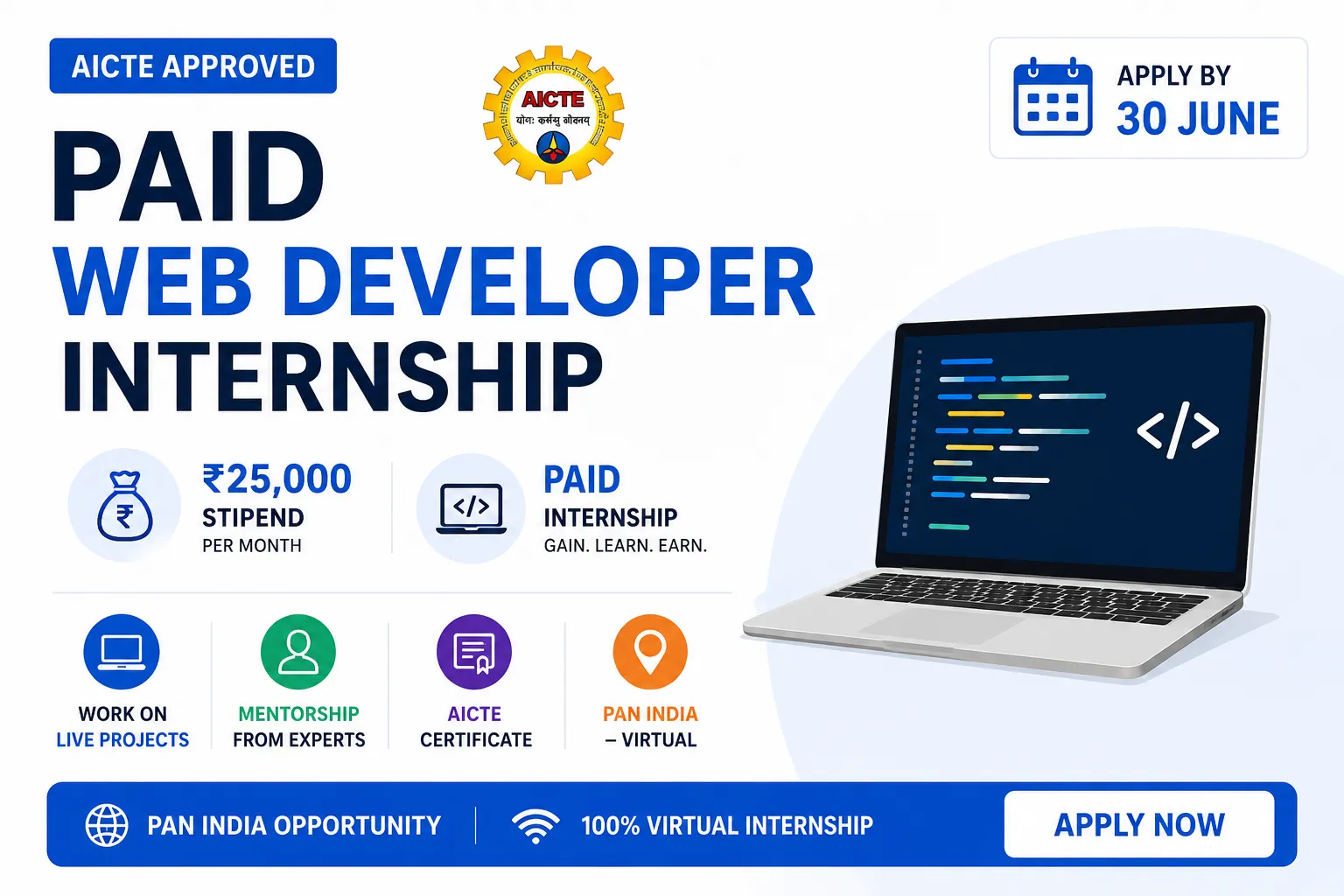 Paid Web Developer Internship