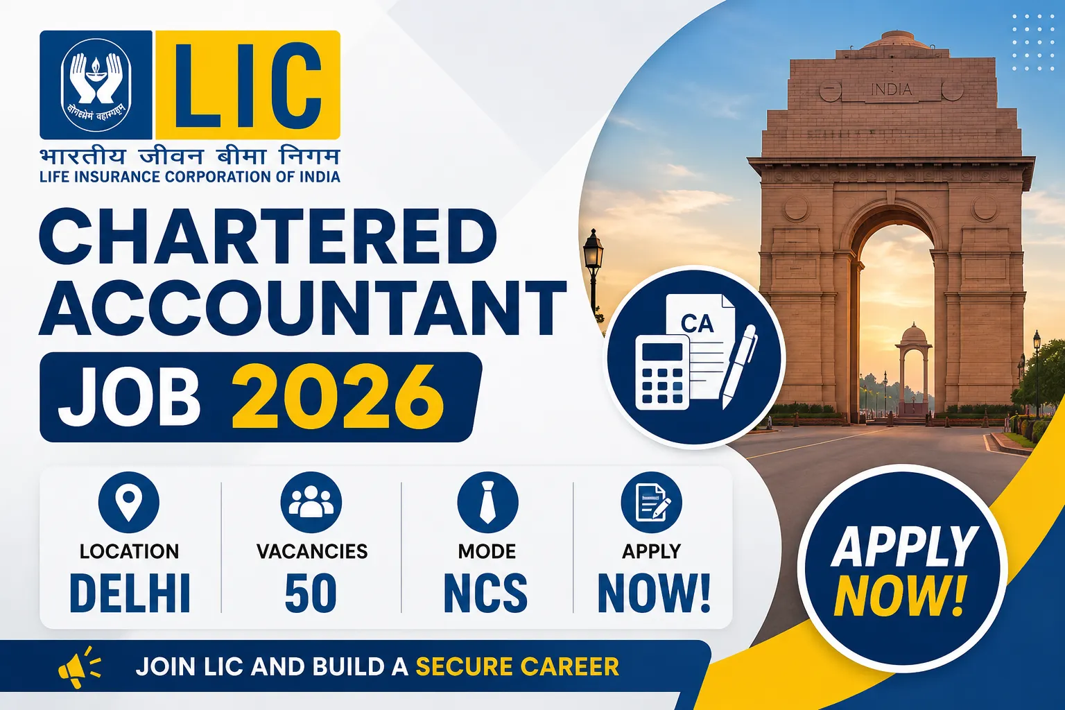 LIC Chartered Accountant Job 2026 | Delhi | 50 Vacancies | Apply Now!