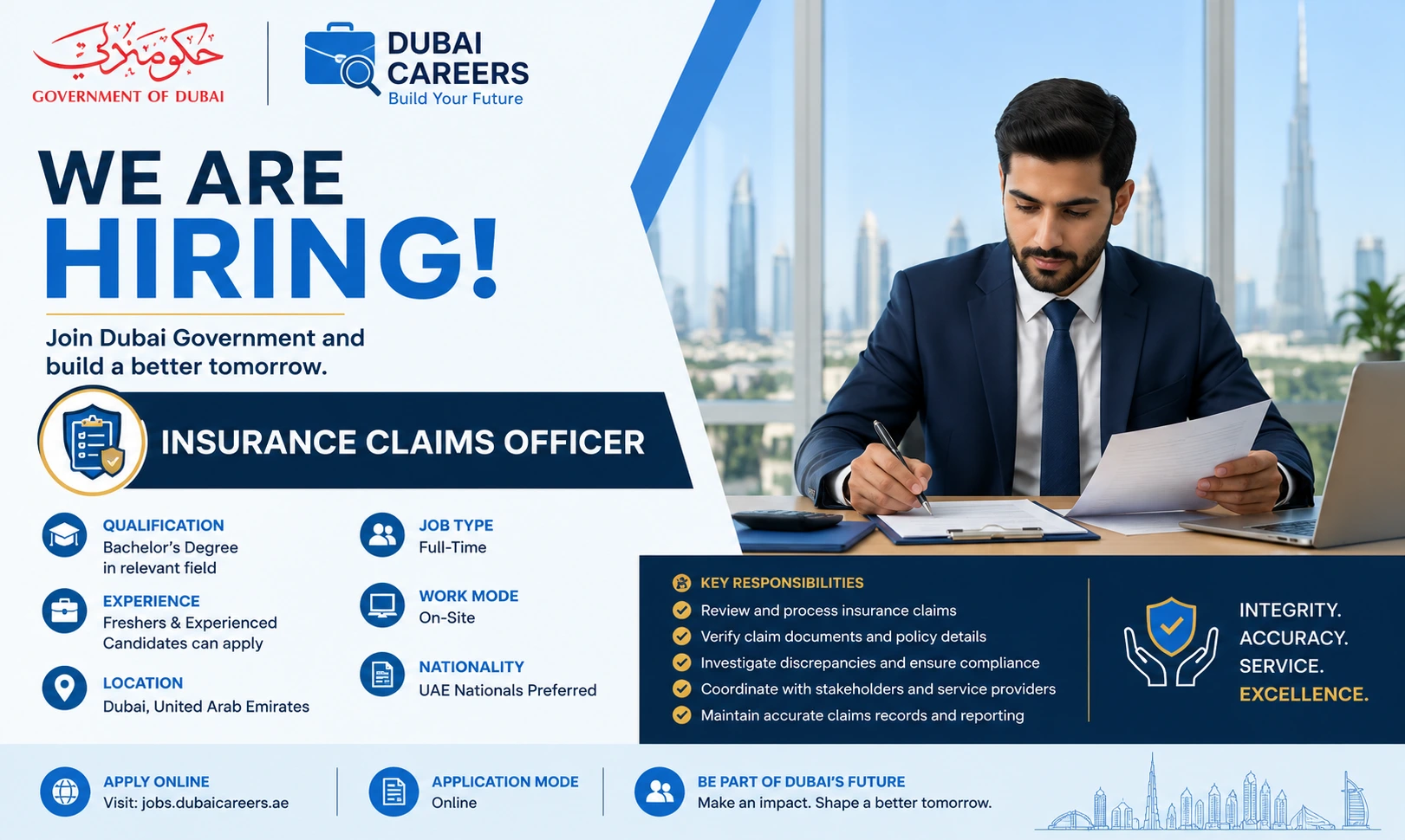Dubai Government Careers 2026 | Insurance Claims Officer