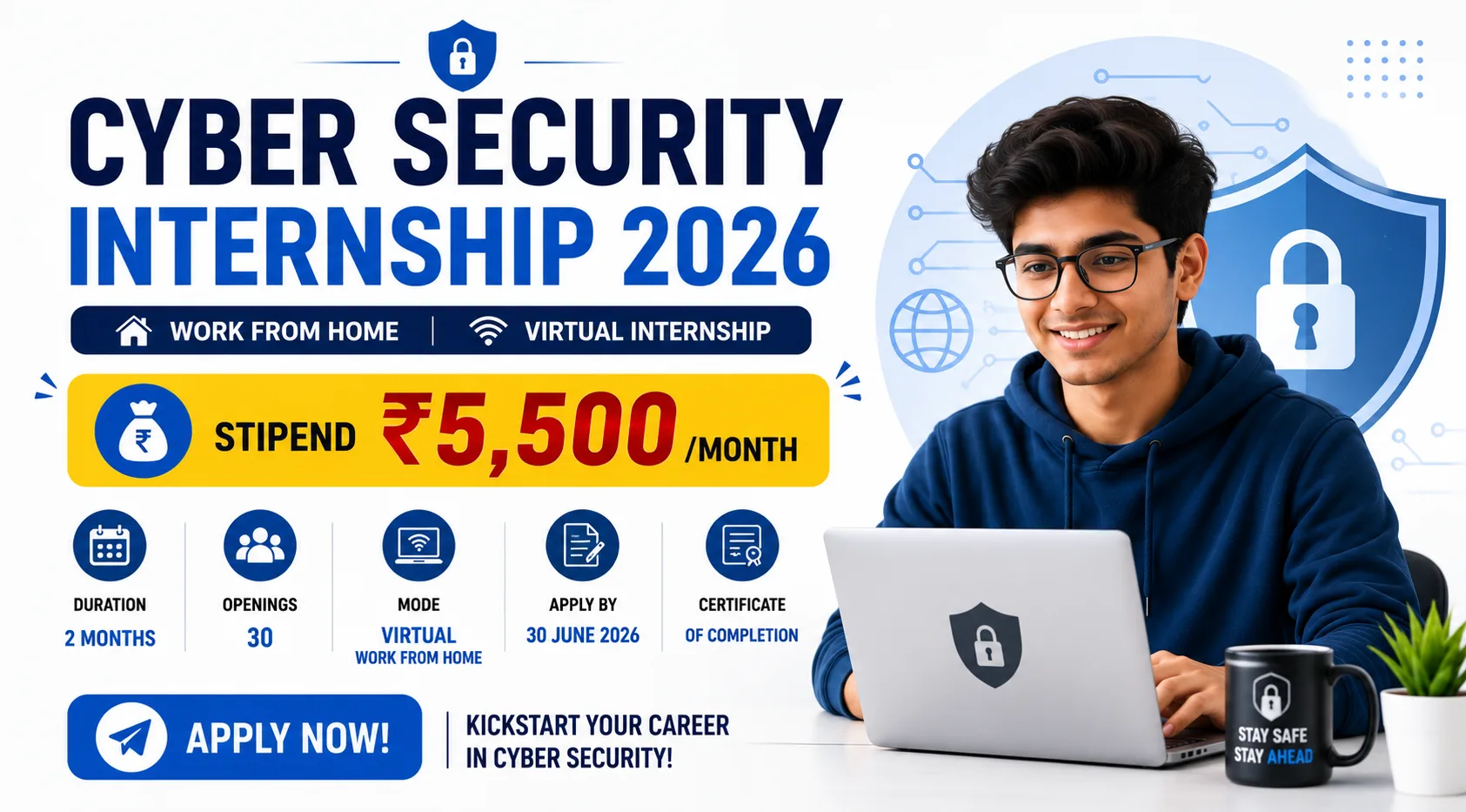Cyber security Paid virtual Internship 2026 | Stiphend, Eligibility – Apply Now