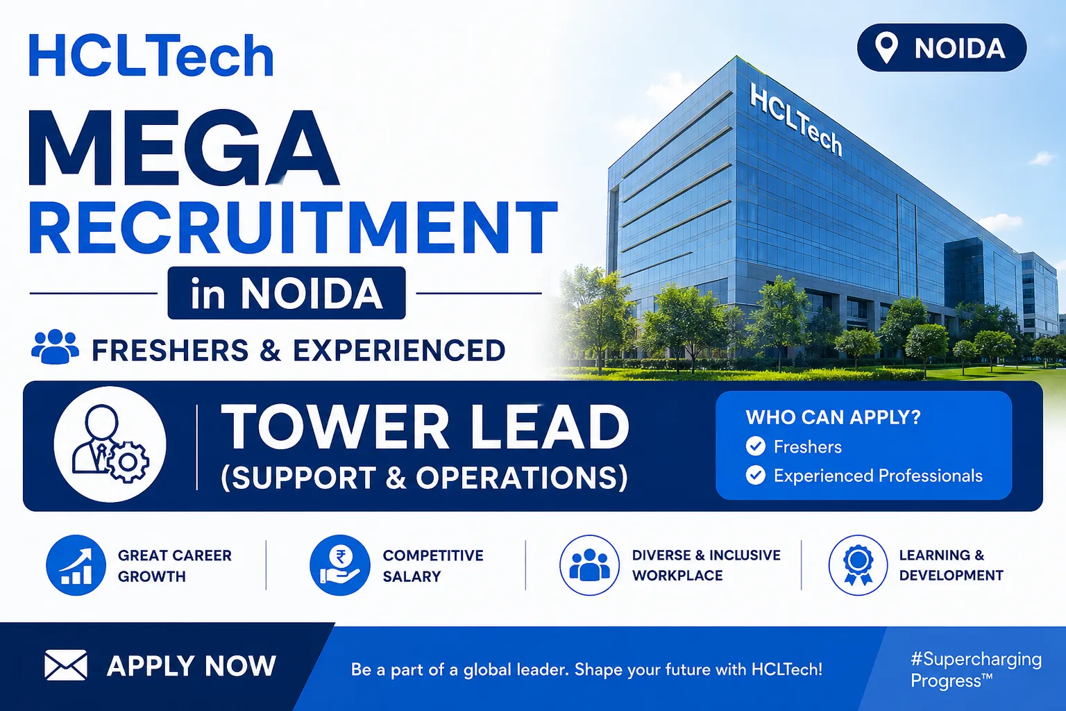 HCLTech Mega Recruitment in Noida | Freshers & Experienced | Apply Now