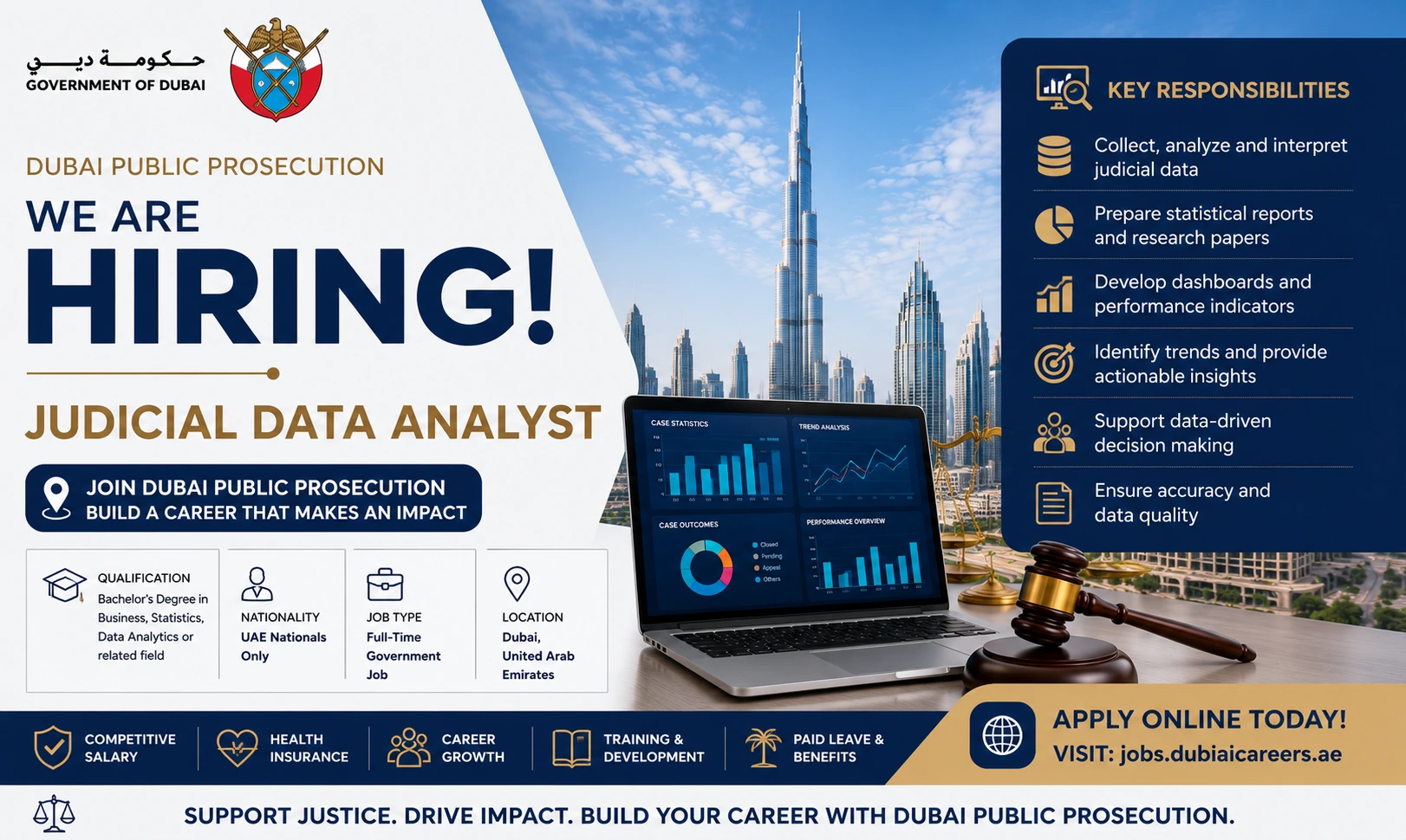 Dubai Govt Data Analyst Jobs 2026 | Judicial Department