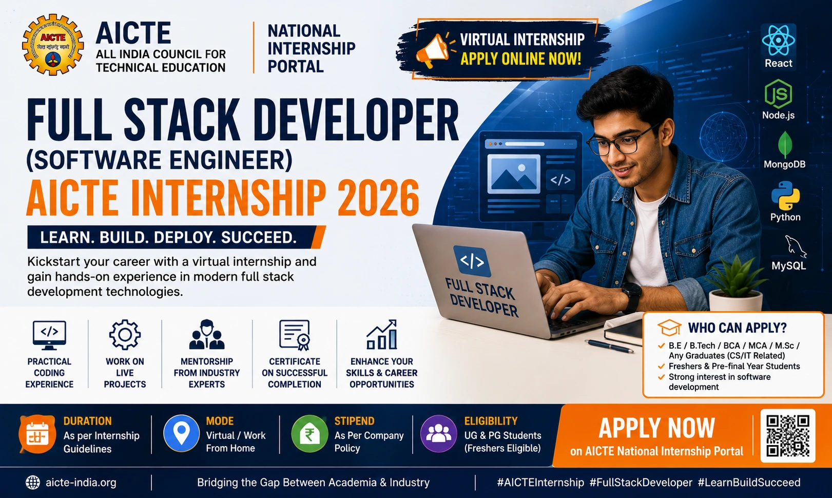AICTE Full Stack Internship 2026 for Students | Apply Now