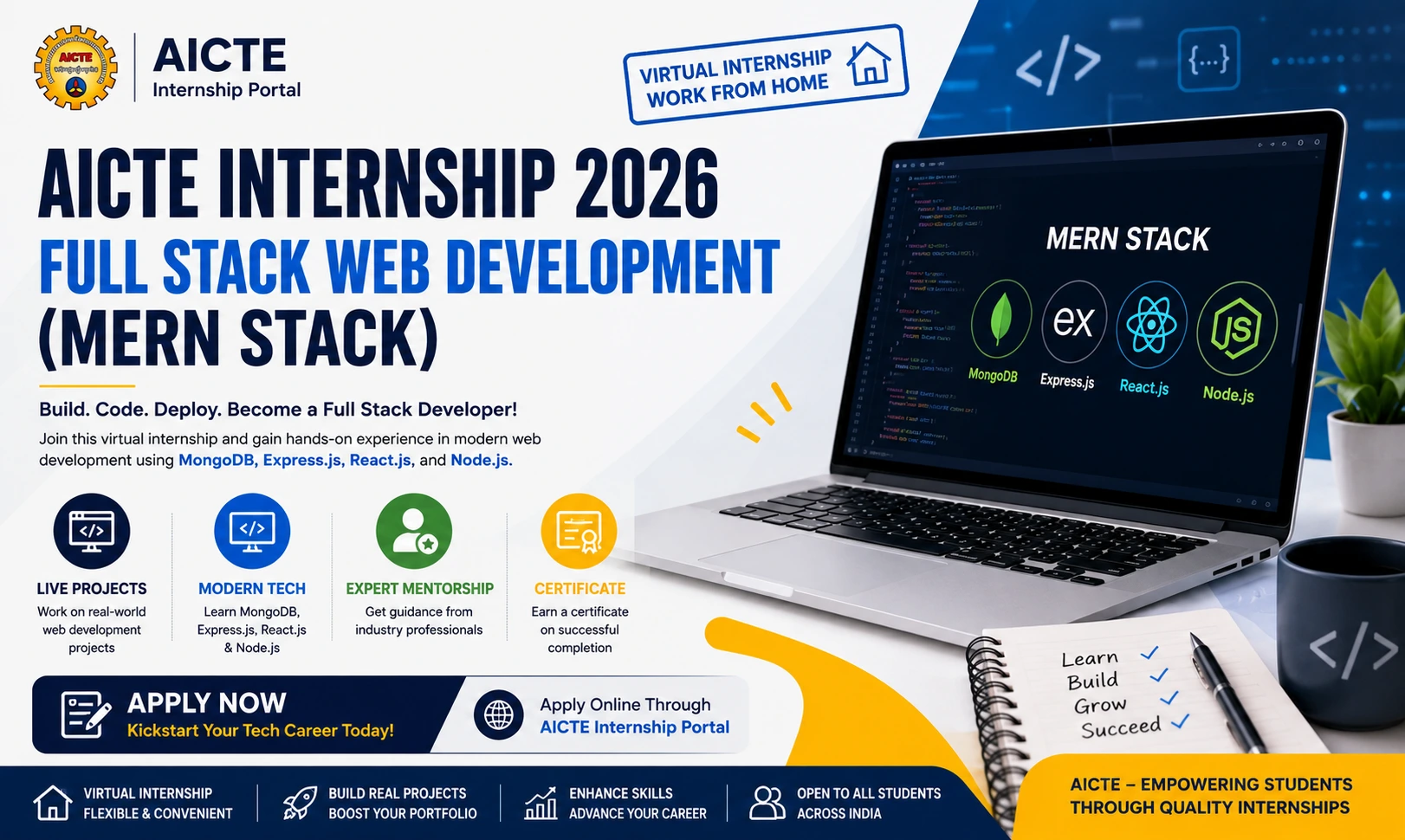AICTE MERN Stack Internship 2026 | Apply Online