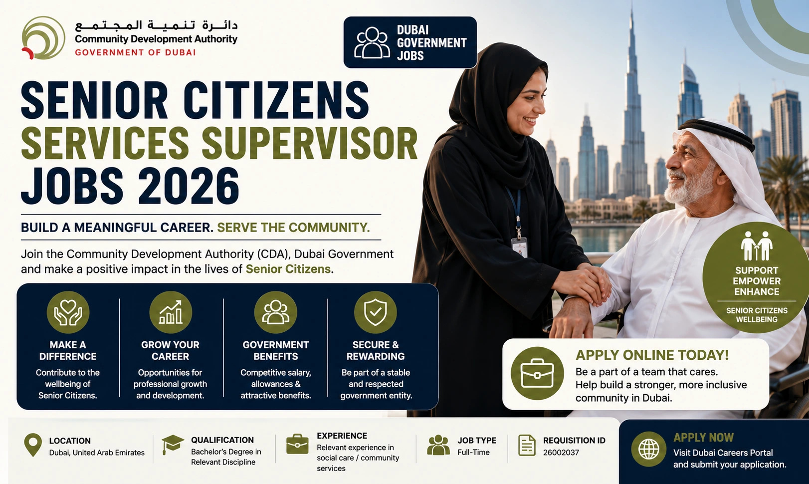 Dubai Government Jobs 2026 | Senior Citizens Supervisor