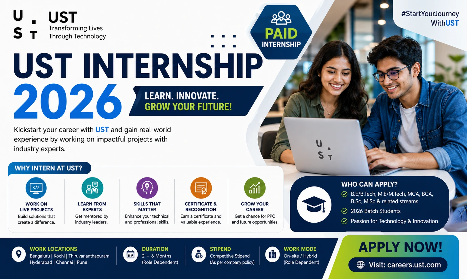 UST Internship 2026 for Freshers | Apply Now