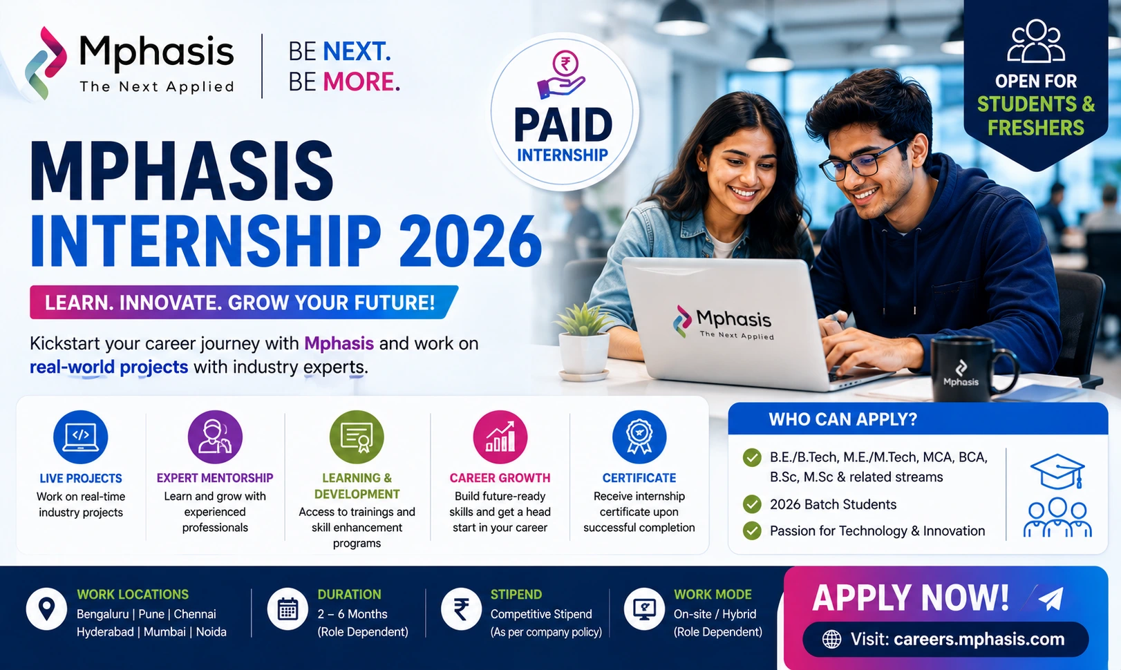 Mphasis Internship 2026 for Freshers | Apply Now