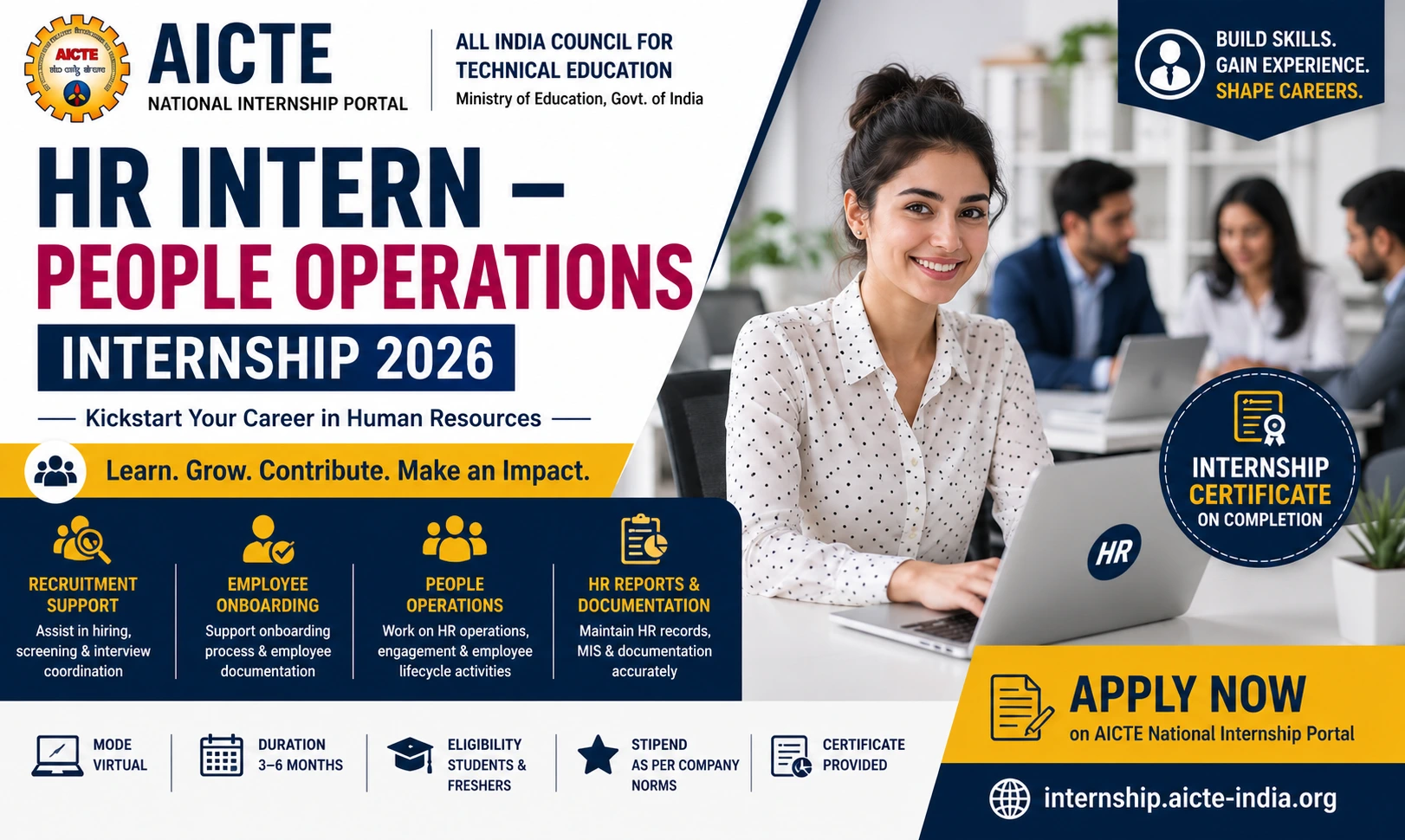 AICTE HR Internship 2026 with Certificate| Apply Online