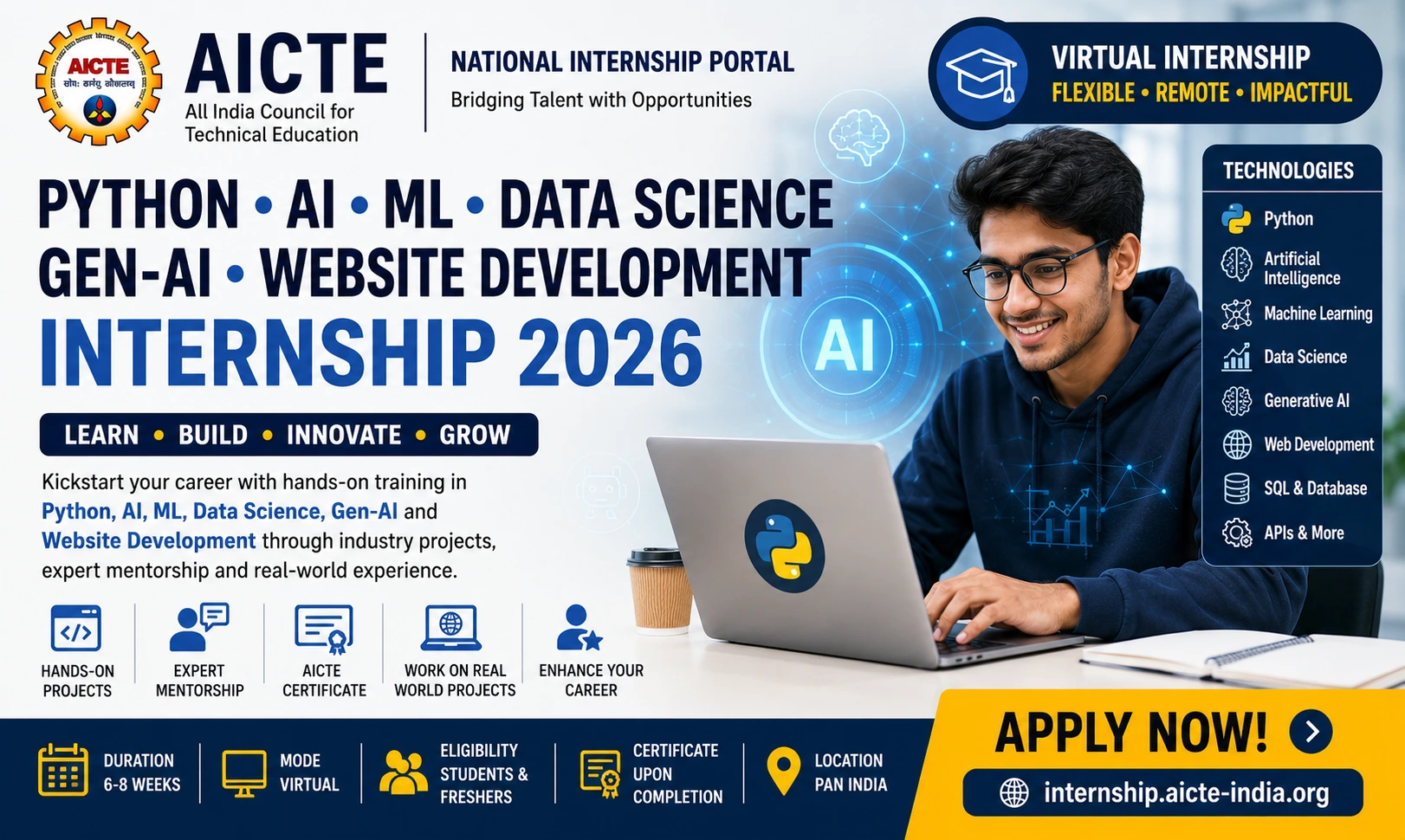 AICTE Data Science Internship 2026 for Students | Apply Now