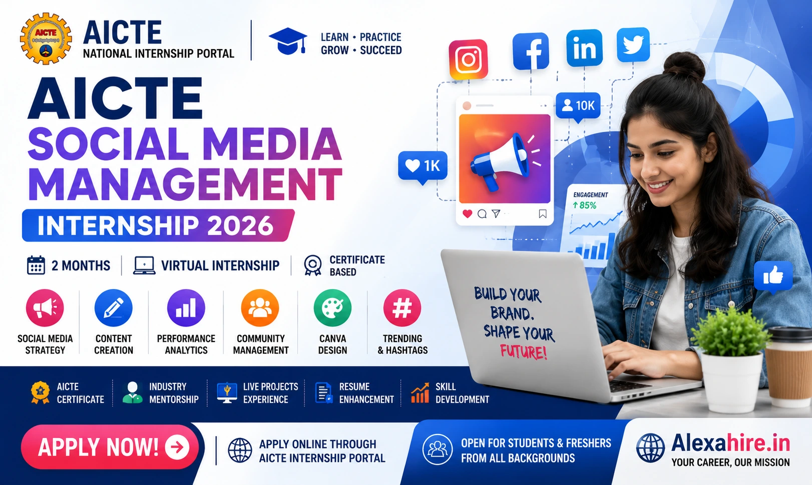 AICTE Social Media Internship 2026 for Students | Apply Online