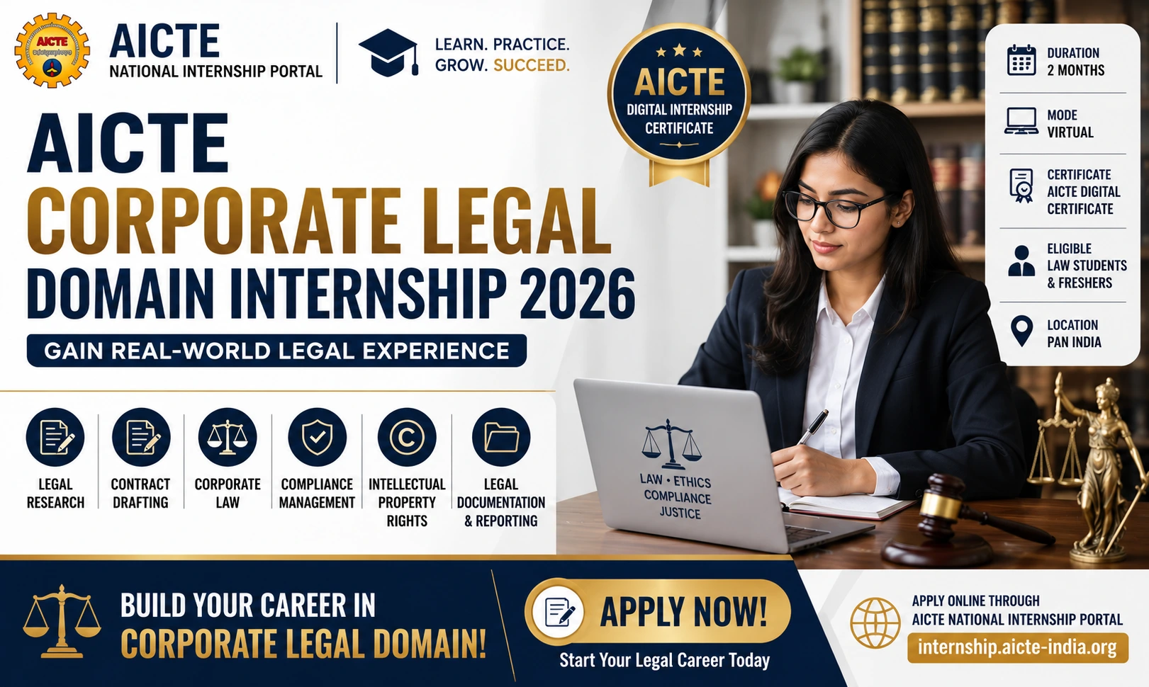 AICTE Legal Internship 2026 for Law Students | Apply Now