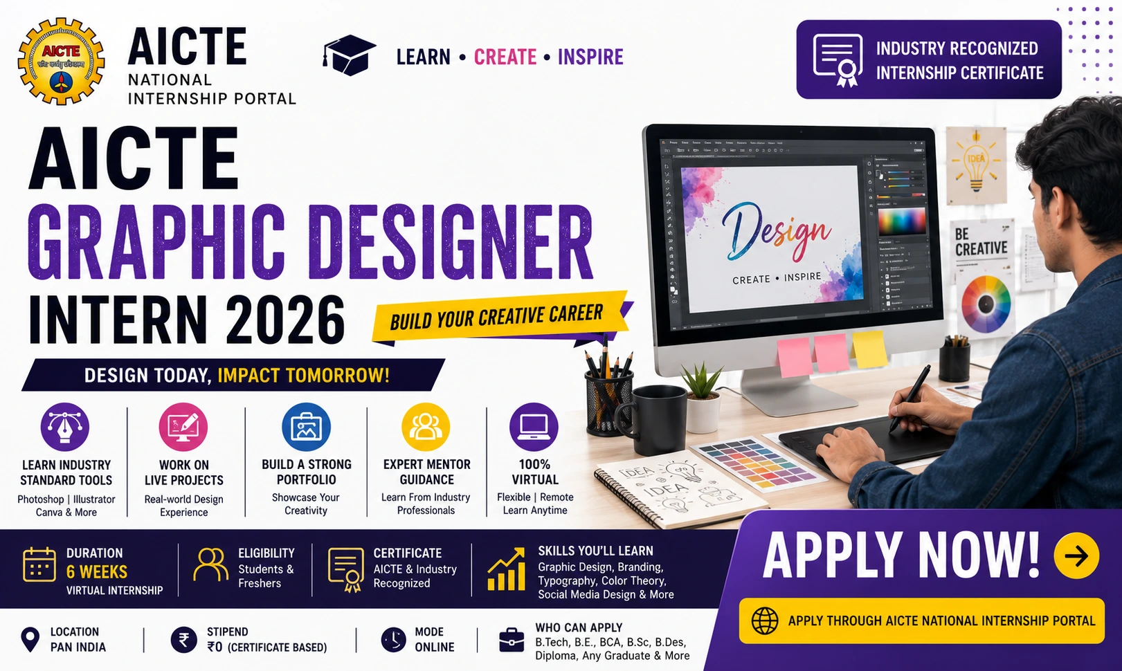 AICTE Graphic Designer Internship 2026 | Apply Online