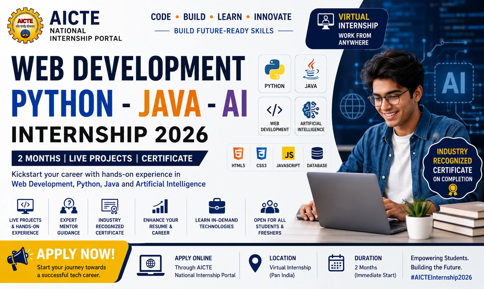 AICTE Web Development Internship 2026 | Apply Today