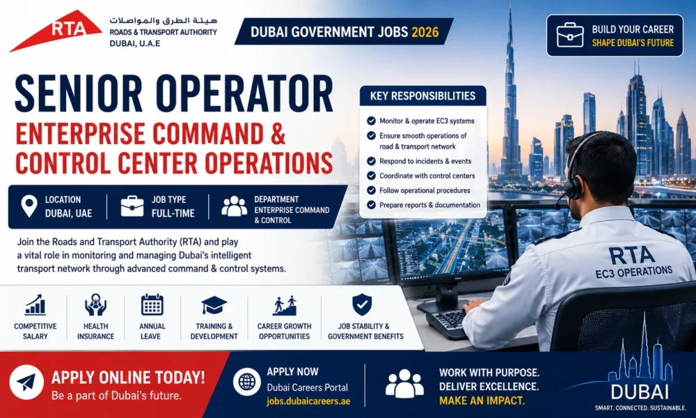 Dubai RTA Senior Operator Jobs 2026