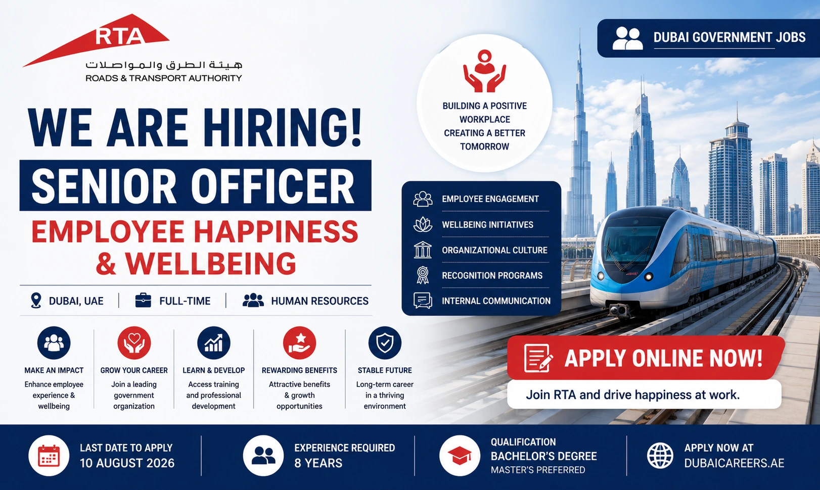 Dubai RTA Senior Officer Jobs 2026 | Apply Today