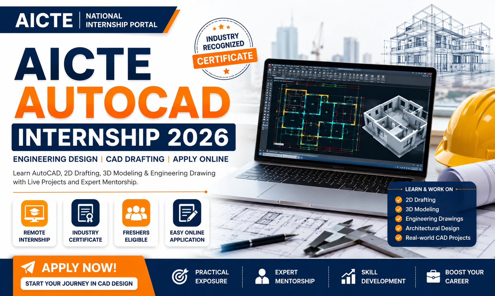 AICTE AutoCAD Internship 2026 for Students | Apply Online