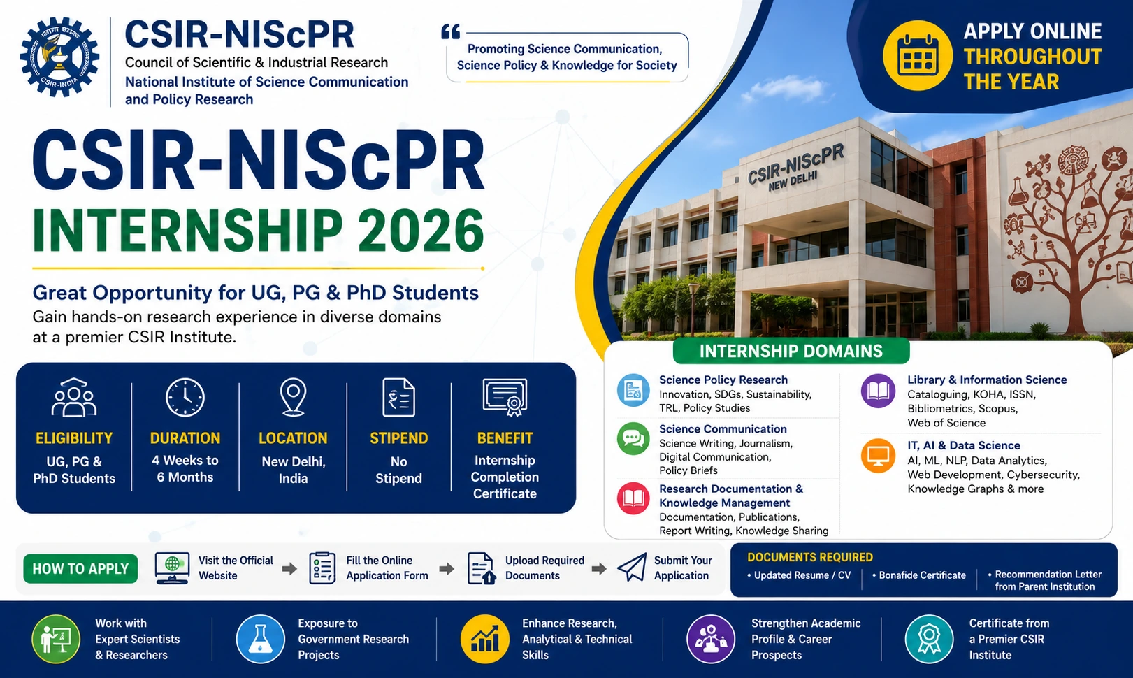 CSIR-NIScPR Internship 2026 | Government Research Internship