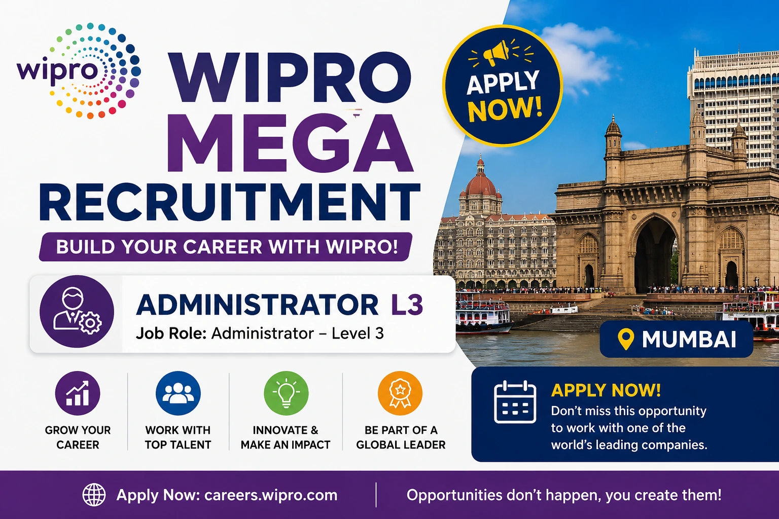 Wipro Mega Recruitment in Mumbai | Administrator L3 | Apply Now!