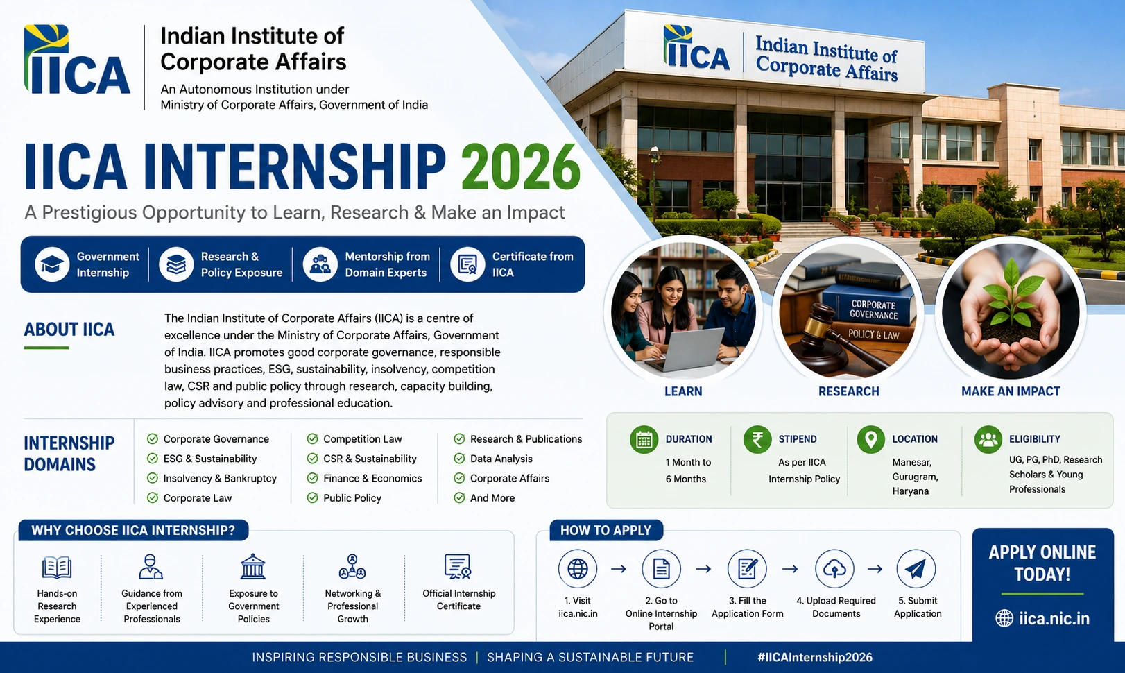 IICA Internship 2026 for Students | Government Internship