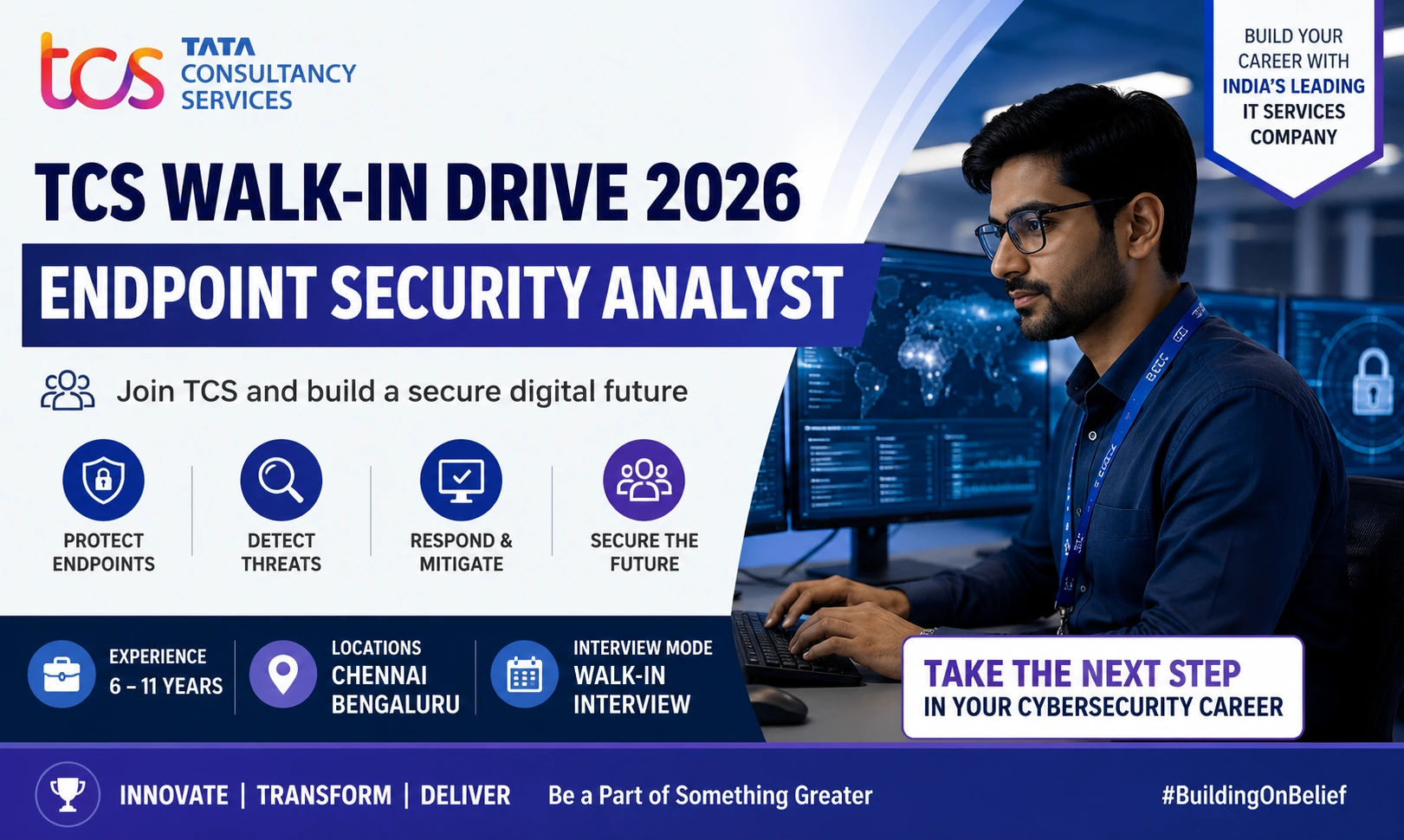 TCS Walk-in Drive 2026 for Endpoint Security Analyst