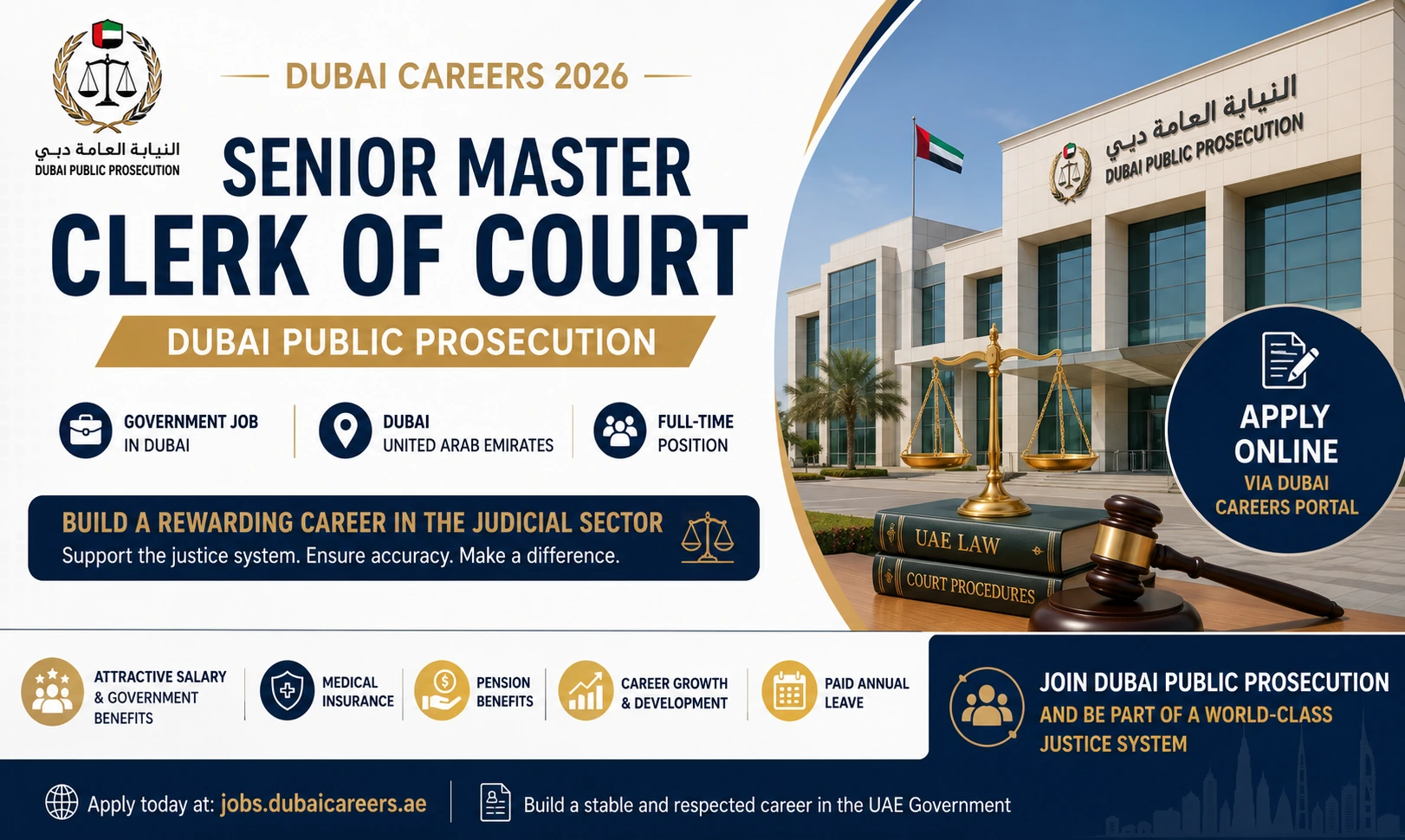 Government Jobs in Dubai 2026 | Senior Master Clerk