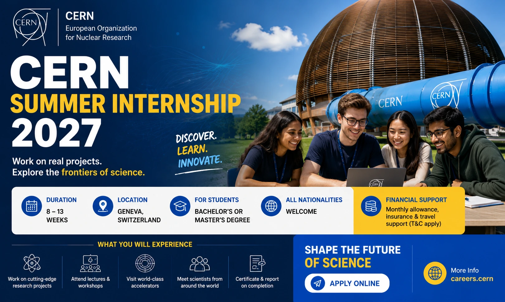 CERN Summer Internship 2027 for Students | Apply Online