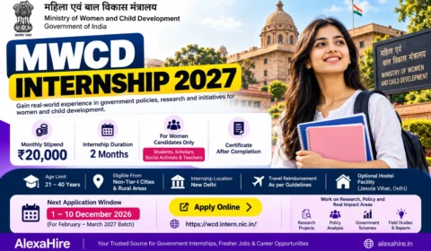 MWCD Internship 2027 – Government Internship for Women with ₹20,000 Monthly Stipend
